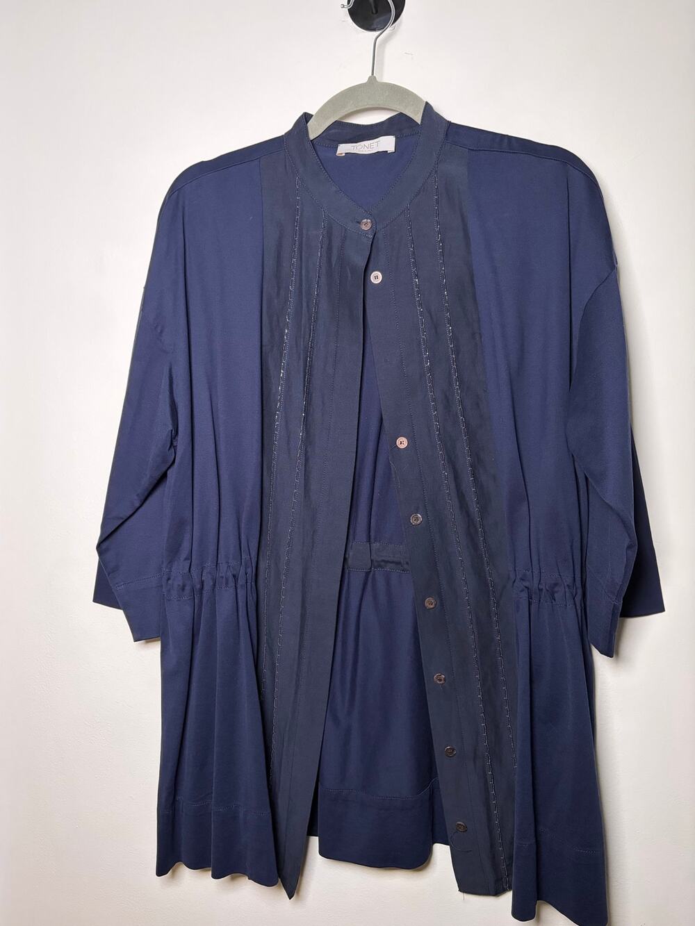 Tonet Navy Blue 3/4 Sleeve Blouse - Size 48